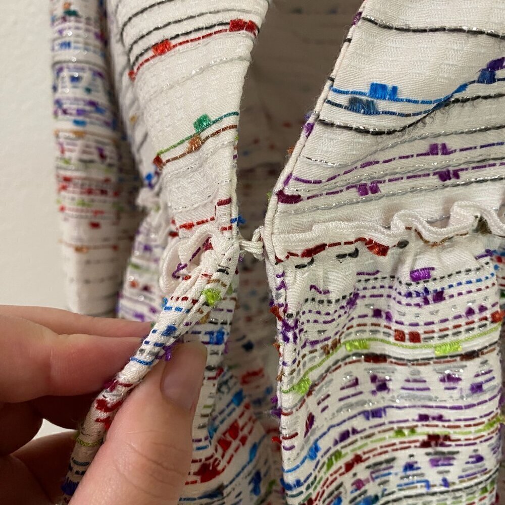 Zara Basic White Multi Metallic Peplum Blazer XS - image 7